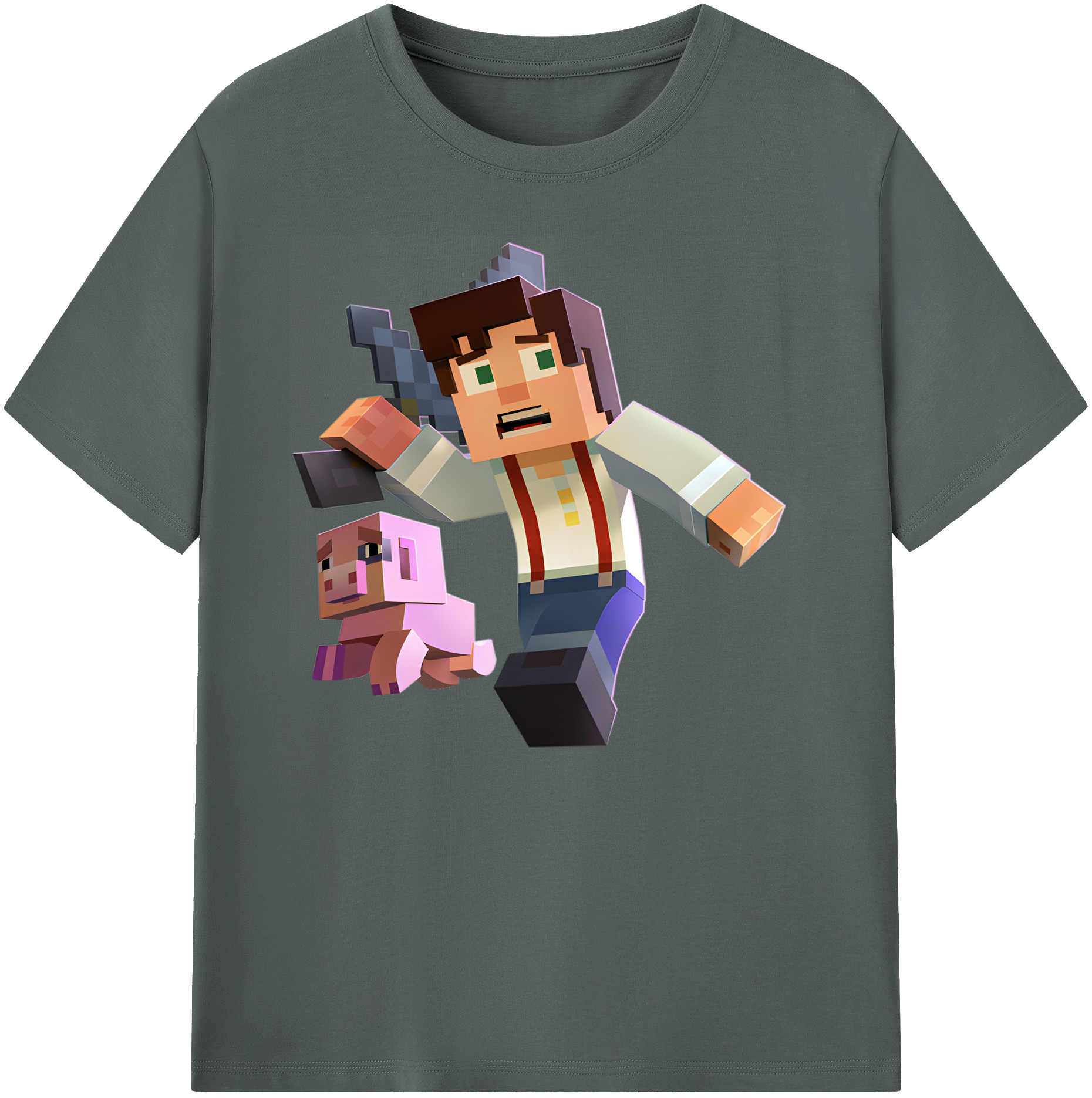 （画像用） マインクラフト ブロックの世界 Minecraft MC Block world 綿100％ メンズ半袖Tシャツ｜肌触りやわらか＆通気性